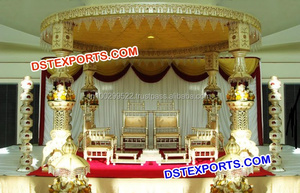 Mandap Jodha Akbar para Bodas, Mandap Real Indio Completamente Tallado en Fibra, Mandap de Boda Estilo Bollywood Tallado en Fibra, Dinamarca - Product Image 6