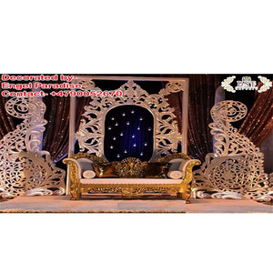 แผงหลังงานแต่งงานที่น่ารื่นรมย์พร้อมการตกแต่ง Paisleys แผงไฟเบอร์ฉากหลังสี่เหลี่ยมผืนผ้าการตกแต่งเวทีด้านหลังที่ทันสมัย - Product Image 1