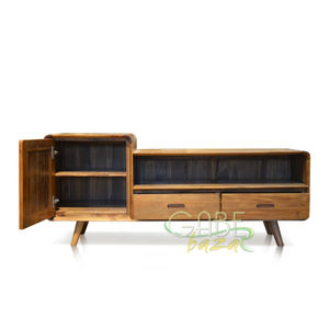 Meuble TV en bois de teck classique du milieu du siècle Design antique en bois massif pour meubles de maison de salon - Product Image 2