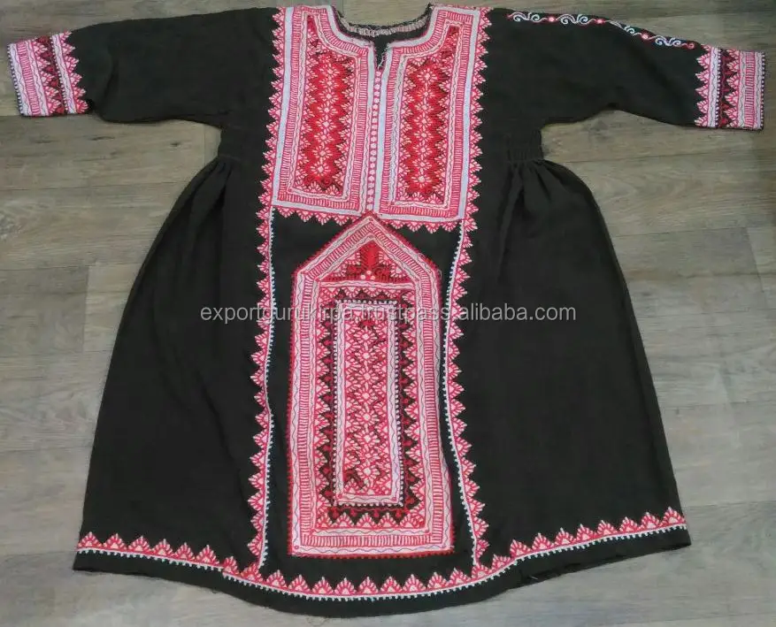 Vintage Zwart Afghani Balochi Jurk 2017