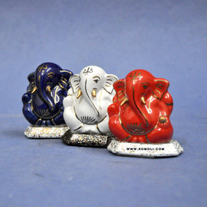 พระพิฆเนศเซรามิกหลากสี รูปปั้นพระพิฆเนศสำหรับเป็นของชำร่วยงานแต่งงานแบบอินเดีย - Product Image 2