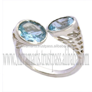 แหวนพลอยบุษราคัมสีน้ำเงินแท้ที่มีชื่อเสียง925ทึบเครื่องประดับเงินสเตอร์ลิงแหวนเวอร์เมียลนิรันดร์ของขวัญสำหรับผู้ชายและผู้หญิง - Product Image 2