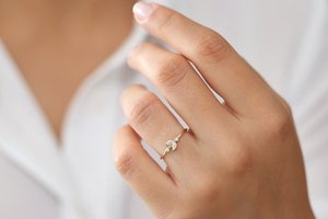 <b>Dainty</b> Marquise Cut CZ Diamond Stone Silver <b>Rings</b> Unique Stacking Original Moissanite Original CZ Diamond Stone Silver <b>Rings</b> - Product Image 5