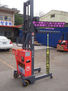 Garantie 400kg 1100mm fourche réglable semi-alimenté mini chariot élévateur électrique gerbeur de palettes et avec table - Product Image 2