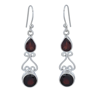 Belle pierre précieuse grenat rouge 925 argent Sterling Vintage boucles d'oreilles bijoux plaqué argent boucle d'oreille à la mode pour les femmes. - Product Image 1
