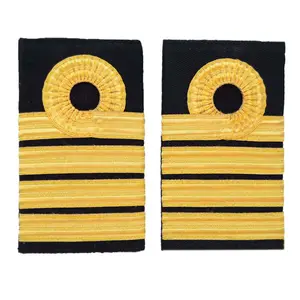 Royal uniform epaulet for captain shoulder board with gold wire french braid curl with 3 bars 10 mm sliders pair