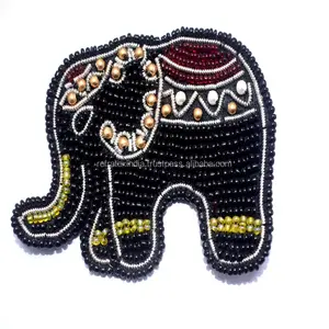 Desain Gajah Buatan Tangan Menjahit Pada Pakaian Topi Tas Manik-manik Tambalan dengan Manik-manik Berlian Imitasi Kristal Appliques Patch