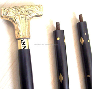 Diseñador de latón Estilo antiguo Bastón de madera Bastones vintage Mango con palo Regalo - Product Image 2