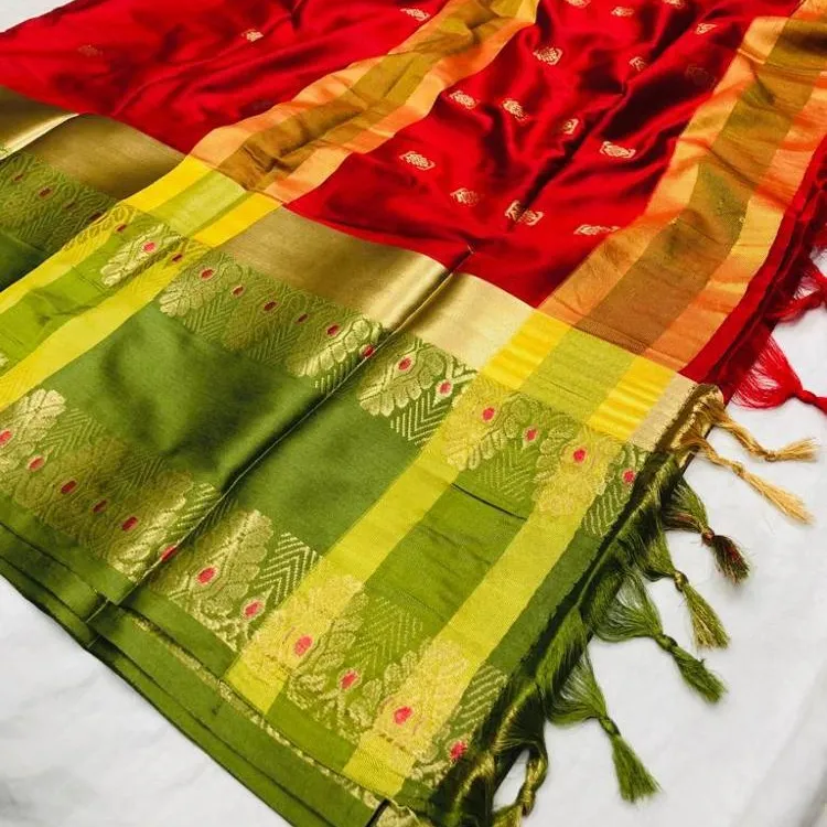 Vrouwen Jurk Gedrukt Tissue Katoen Feestkleding Sari /Saree