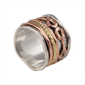 Wholesale Shree Jaipur Silver Women's 925 Sterling Silver Three-Tone Bezel Set Amethyst Gemstone Classic Fidget <b>Spinner</b> <b>Ring</b> - Product Image 2