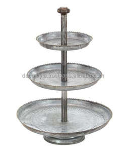 Galvanized <b>Cake</b> <b>Stand</b> <b>with</b> <b>Glass</b> <b>Dome</b> - Product Image 2