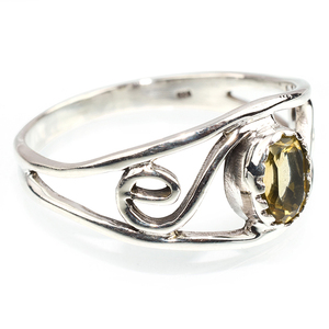 Excellentes bagues ovales en citrine plaquées argent, style classique indien chrétien, bijoux uniques en argent - Product Image 1