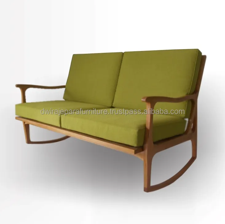 Mecedora de madera de muebles escandinavos, diseño de 2 asientos