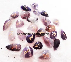 最新紫水晶天然石材符文套装灵气水晶治疗矿物岩石冥想精神符文套装