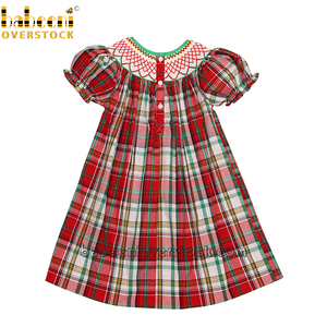 Prêt-à-expédier robe à carreaux décontractée à col rond pour filles smockée à la main avec motif géométrique longue longueur style printemps ODM BB1660 - Product Image 4