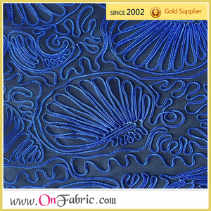 Tissu maillé transparent en nylon 100% dentelle 51 '/52' avec broderie de ruban en maille de nylon avec dentelle brodée de ruban - Product Image 3