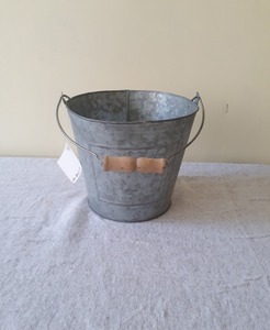 Cubo redondo galvanizado con asa, cubo de metal con asa - Product Image 3