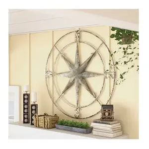 LARGE ROUND GALVANIZED COMPASS FANCY GLOBE WALL ART NAUTICAL COMPASS UNIQUE GLOBE WALL ART NAUTICAL COMPASS