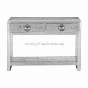 Mesa de consola con 2 cajones, estilo aviador, de aluminio - Product Image 1