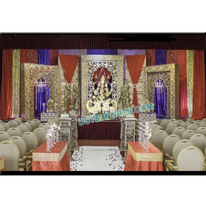 Traditional Indian Wedding Mogul Stage Stylish Wedding Fiber Rajwada Stage Set 2016 New <b>Model</b> Fiber Carved Stage Decor Germany - Product Image 1