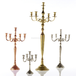 Candelabros de aluminio de gran diseño, candelabros metálicos de varios tamaños para decoración de bodas en el hogar, centros de mesa - Product Image 1