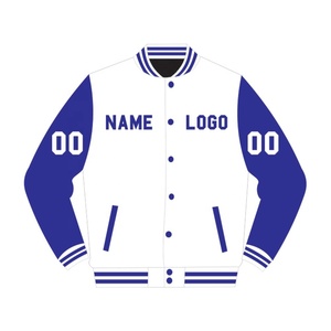 Veste universitaire unisexe grande taille décontractée pour les sports d'hiver laine polyester fourrure de mouton peau de vache brodée bouton décor imperméable - Product Image 1