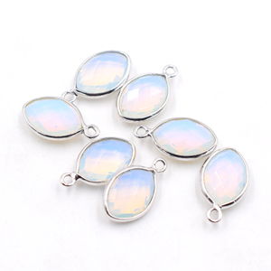 Opalite Faceted Marquise Shape 925 Sterling Silver Bezel Pendant 14K & 18K <b>Gold</b> Plated Handmade Jewelry by Jaipur Gem Factory - Product Image 1