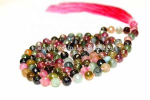Hecho a mano de alta calidad turmalina Natural facetada a mano 108 Mala cuentas borla de seda anudada bohemio Mala collar regalo de fiesta - Product Image 6