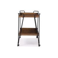 Chariot de service mobile commercial en fer de style industriel, antique, marron et noir