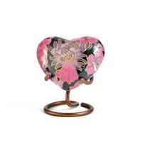 Urne funéraire commémorative de style européen en cloisonné, motif cœur de rose, en laiton/aluminium, écologique, avec support pour cendres d'animaux de compagnie, pour conservation des souvenirs