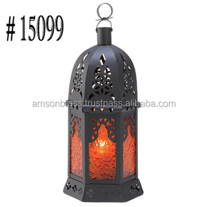 Lanterne à bougie marocaine pour la décoration intérieure de la maison Lanterne en métal pour bougeoir Photophore avec verre pour table - Product Image 2