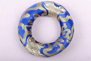 Handmade Blue Colored Silk Ring <b>Cushion</b> with Removable Design Function Pillows & Positioners Featuring a Singing Bowl - Product Image 4