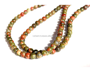 Perles rondes en pierres précieuses minérales vertes très vendues, 6 mm-12 mm, perles en vrac en unakite pour la fabrication de bijoux - Product Image 4