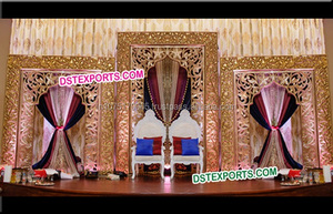 Paneles de Fondo para Escenarios de Bodas Pakistaníes e Indias, Tallados en Dorado, de Fibra de Vidrio, Color y Tamaño Personalizados, Diseño Moderno, Fabricante - Product Image 5