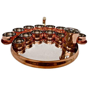 Juego de cena tradicional de cobre y acero inoxidable, vajilla sólida para restaurante, incluye cuencos Thali, cuchara de cristal, paquete de cargador de cocina - Product Image 1