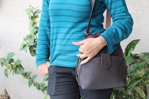 Mochila De cuero auténtico, bolso de mensajero, dos en uno, elegante, hecho a mano, Unisex - Product Image 2