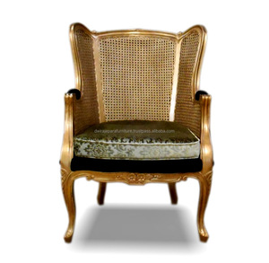Meubles d'intérieur en acajou, chaise classique en or, combinaison de Style bois et rotin - Product Image 1
