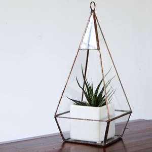 ภาชนะใส่ในขวดแก้วทำจากทองแดงรูปทรงเรขาคณิตประกายเพชรสีทองแบบไม่สม่ำเสมอสำหรับตกแต่งบ้านเทียนเรือนกระจก - Product Image 1