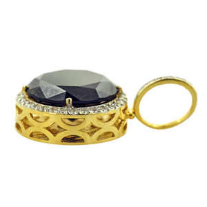 เพชรสีดำรัศมีจี้ใน14พันทองสีเหลือง1.50กะรัตรอบสดใสตัดเพชรธรรมชาติ,จี้เพชรที่กำหนดเอง - Product Image 4