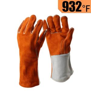 Guantes de soldadura de cuero de vaca unisex de alta resistencia, doble panel para protección de manos, guantes de trabajo de seguridad para hombres y mujeres - Product Image 2