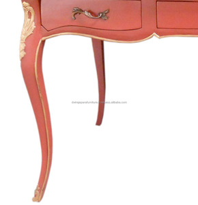 Antico Dipinto Mobili-Rosso Vintage Mobili Scrivania In Legno in Stile Francese. - Product Image 6