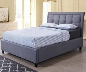 Alaysia-cama tapizada en color gris, sencilla, fabricada en Malasia - Product Image 1