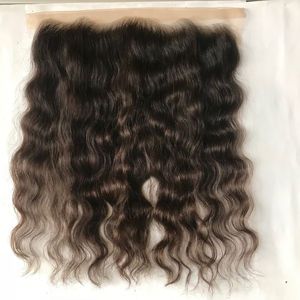 Fermeture en dentelle frontale en cheveux vierges indiens naturels ondulés, nœuds invisibles blanchis à la main, non traités, base en dentelle brute - Product Image 1