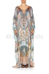 Ethnique Indien Conceptions Lâche embellissement travail manches Longues Plage Sexy impression numérique Femmes caftan pour maillots de bain - Product Image 3