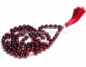 Mala de 108 cuentas de granate hecha a mano por artesano indio para colección de boutique, calidad premium, artesanía fina - Product Image 4