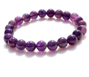Style bohème améthyste pierre précieuse 8 mm perles Bracelet extensible pierres de cristal de guérison naturelles non chauffées non traitées cadeau parfait - Product Image 3