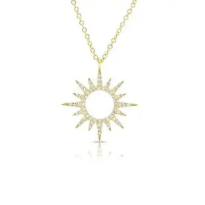 Sunburst Gemnel Wholesale 4 Gram Gold Plated 925 Sterling Silver Sunburst Necklace