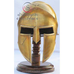 Casco Espartano de Estilo Antiguo |   Casco de Armadura Griega de Latón con Soporte de Exhibición, Casco Decorativo para el Hogar y la Oficina - Product Image 1