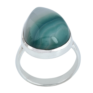 Pear Cab Botswana ágata piedra preciosa 925 anillo de plata esterlina bisel ajuste plateado anillo de moda para regalo de boda o fiesta - Product Image 1