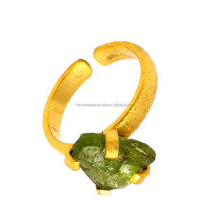 Bijoux élégants en argent sterling 925 Bague d'apatite brute Bagues en pierres précieuses plaquées or Grossiste Fabrication Casa De Plata - Product Image 3